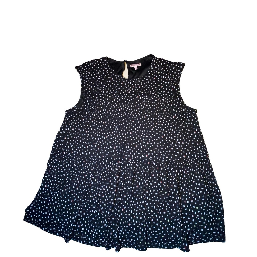 Juicy Couture Black peplum Blouse with Colorful Dots